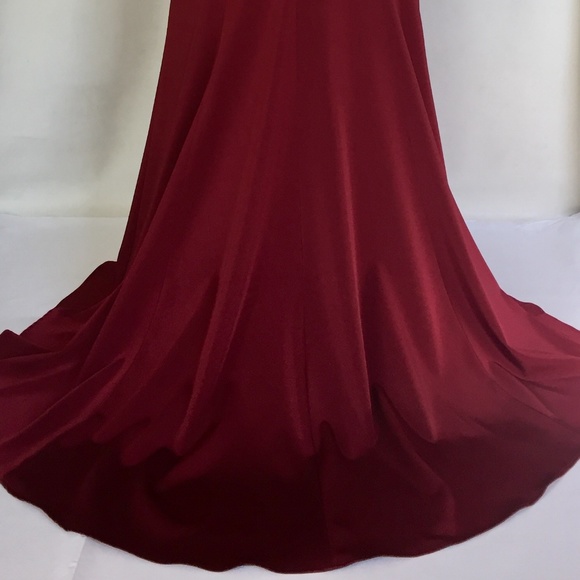 Judy&Julia Long Party Prom Dress Burgundy/Gold - Picture 5 of 8